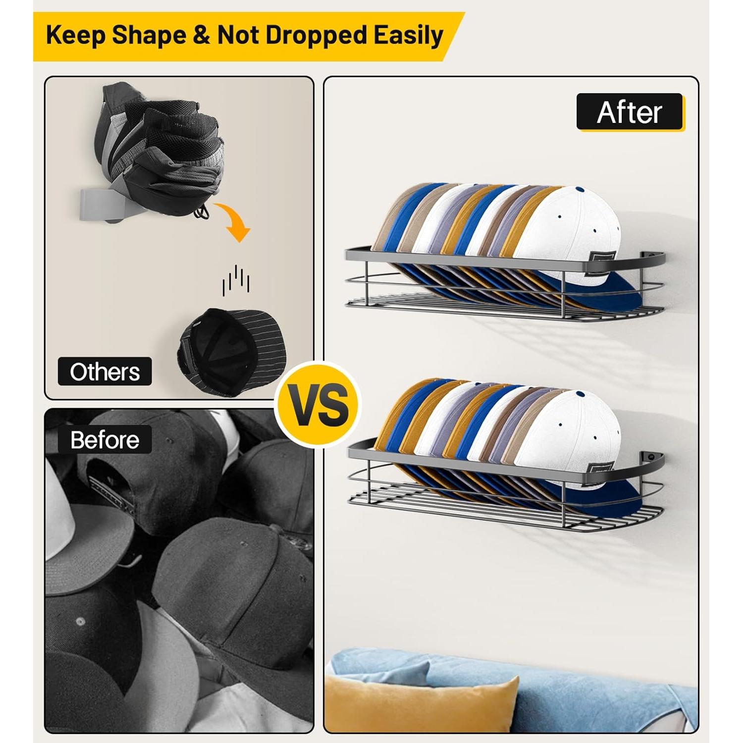 Perchero de Sombreros KIMBORA Metal Negro 2 Paquetes 22 Sombreros