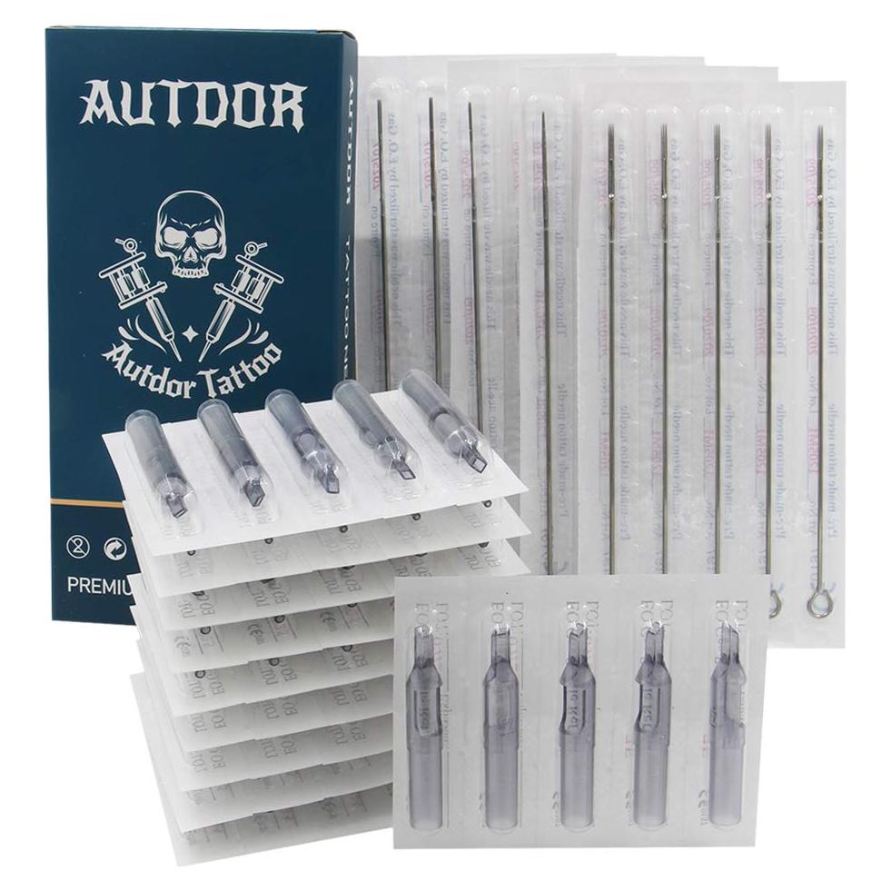 Kit de Agujas y Puntas de Tatuaje Autdor 100 Piezas Esterilizadas