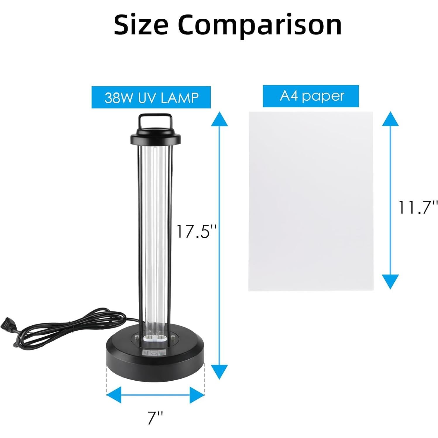 Lámpara desinfectante UV Coospider 38W con control remoto