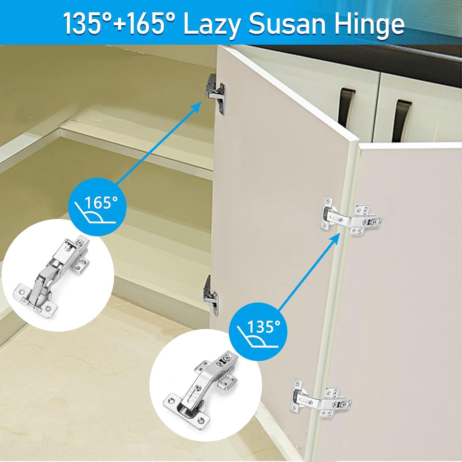 Bisagras ocultas de 165° HanOrson - 1 par de acero inoxidable