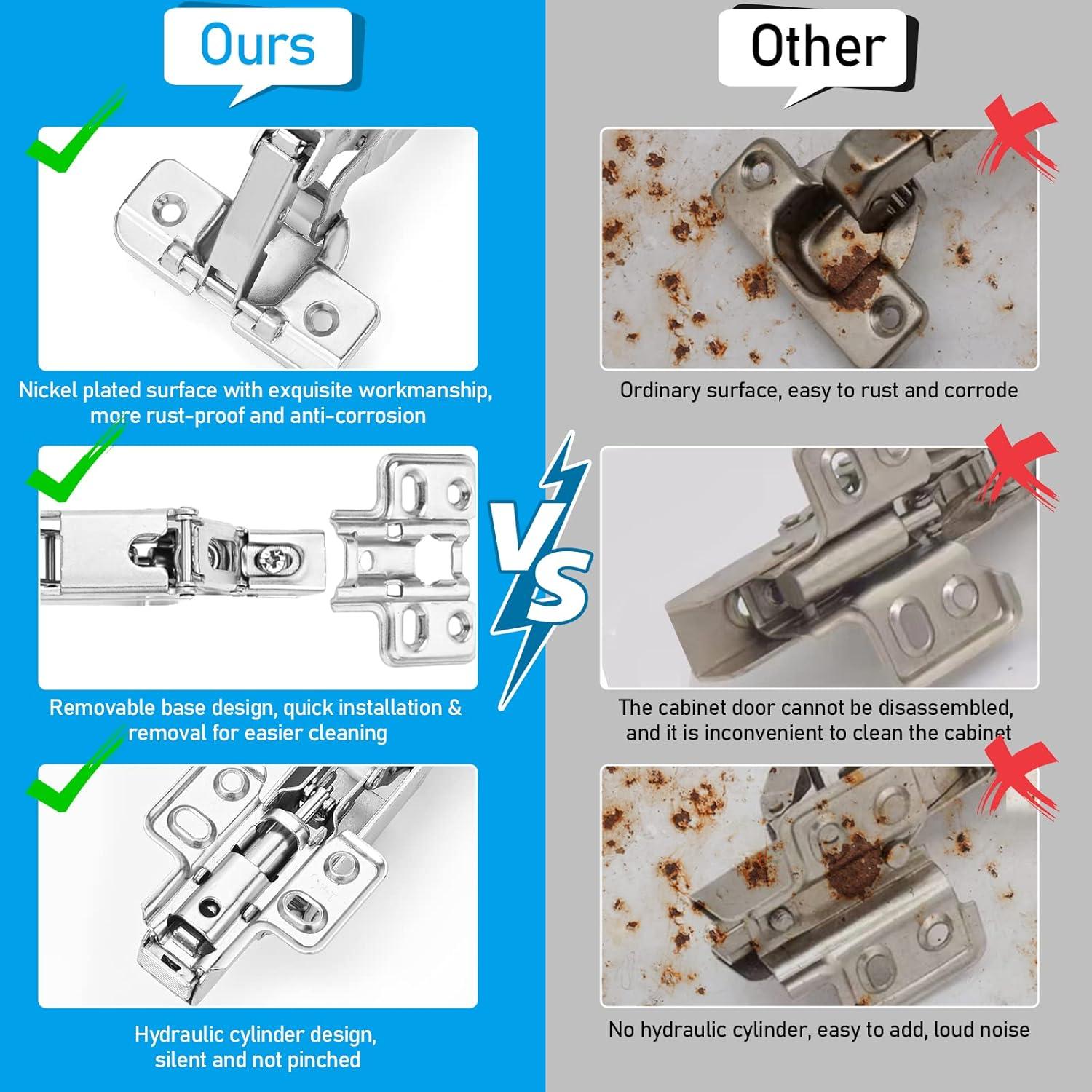 Bisagras ocultas de 165° HanOrson - 1 par de acero inoxidable