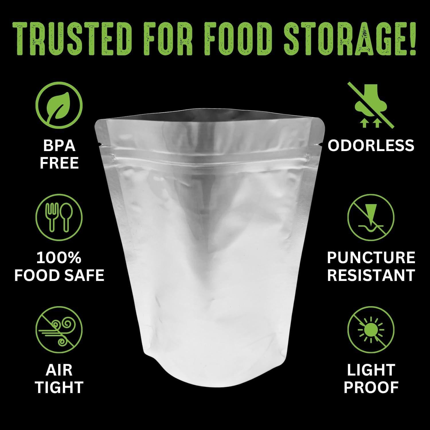 50 Bolsas Mylar Reutilizables 7 Mil Sophos Survival 1 Taza