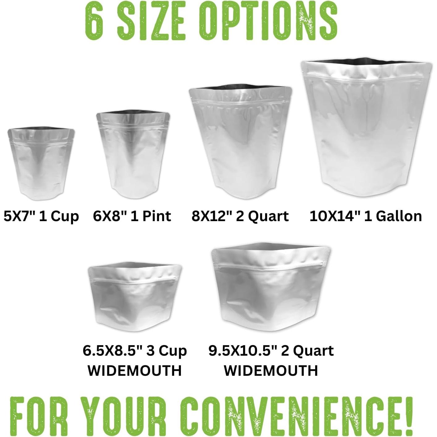 50 Bolsas Mylar Reutilizables 7 Mil Sophos Survival 1 Taza