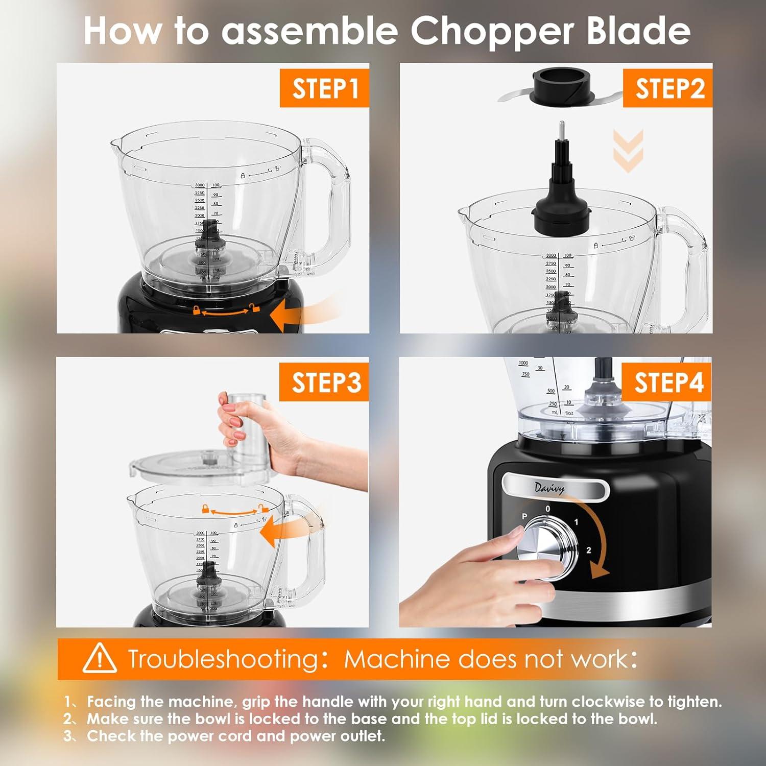 Procesador de Alimentos Davivy 16 Tazas 10 en 1 Negro