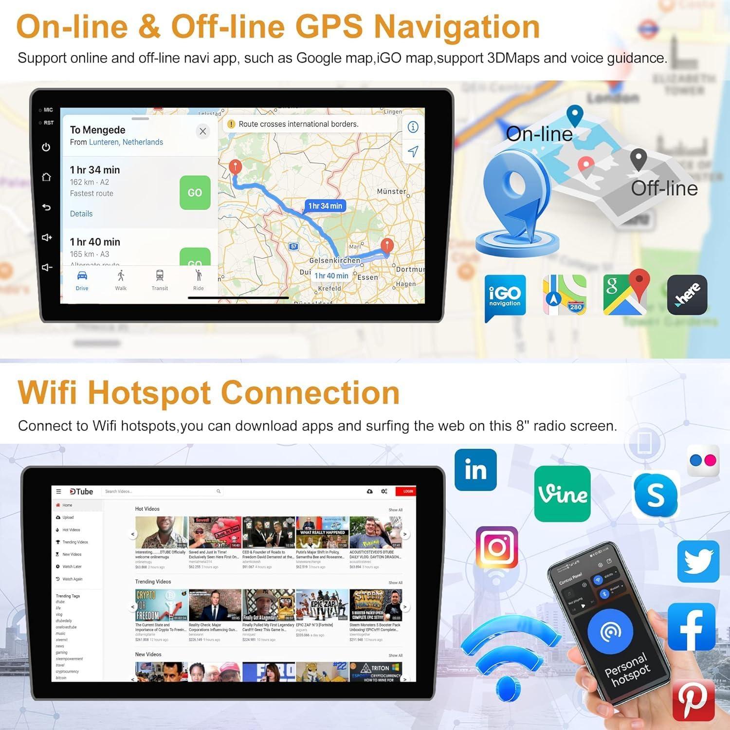 Estéreo de Coche Android 13 Inexaccessories 9" para Toyota Sienna 2004-2010