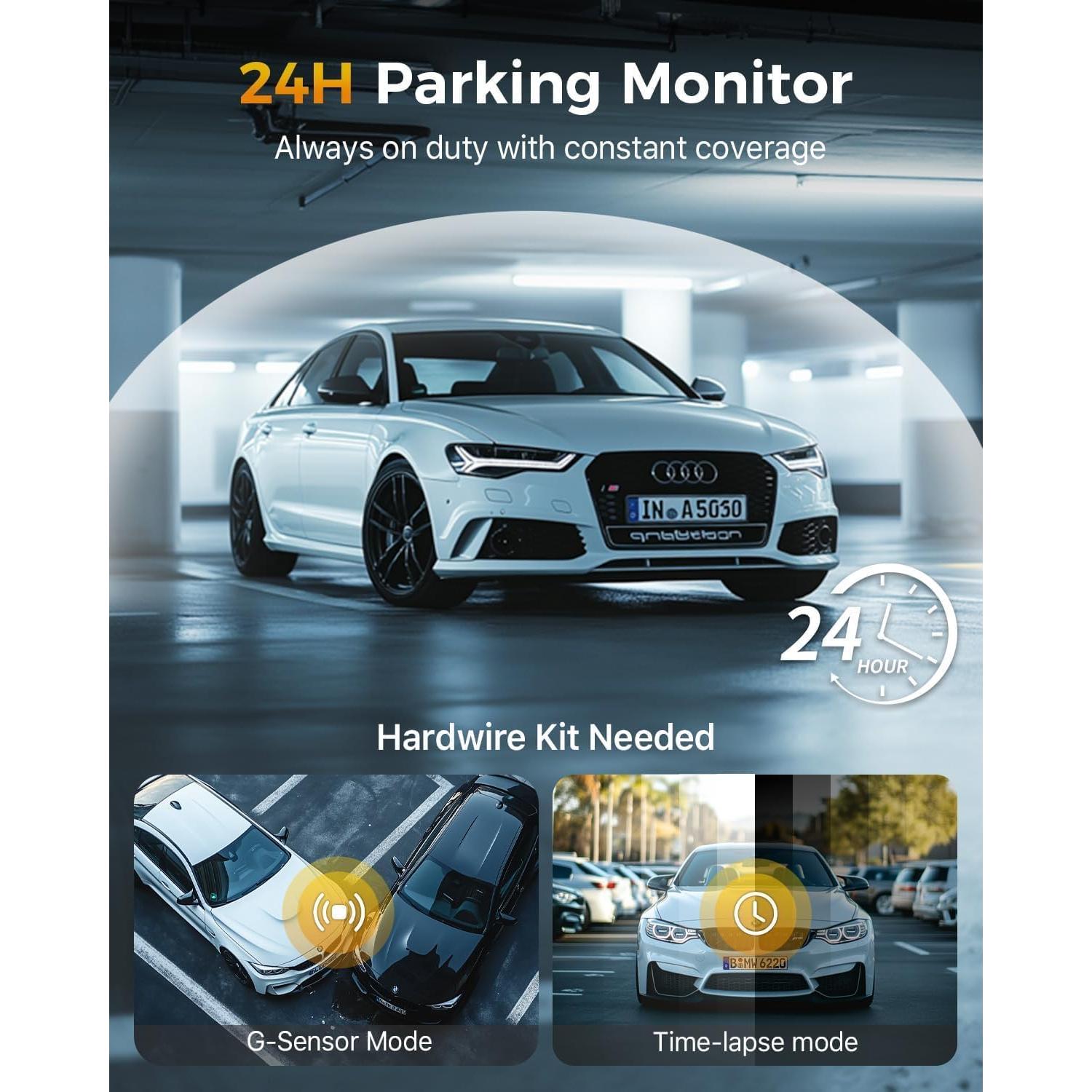 Cámara Dash GKU D1000 4K Triple 3 Canales GPS WiFi 64GB