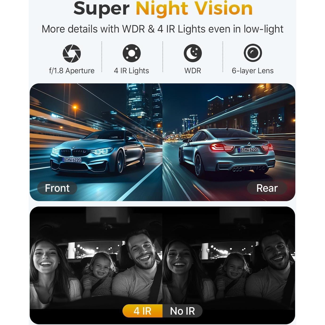 Cámara Dash GKU D1000 4K Triple 3 Canales GPS WiFi 64GB