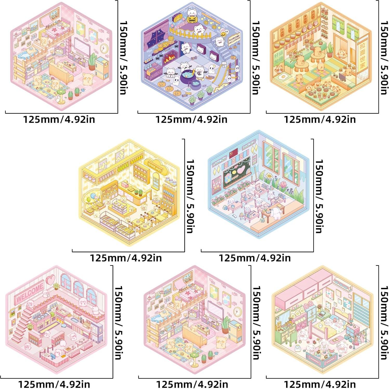 8 Juegos de Pegatinas 3D Mini Casa BROVITI - Alivio Estrés