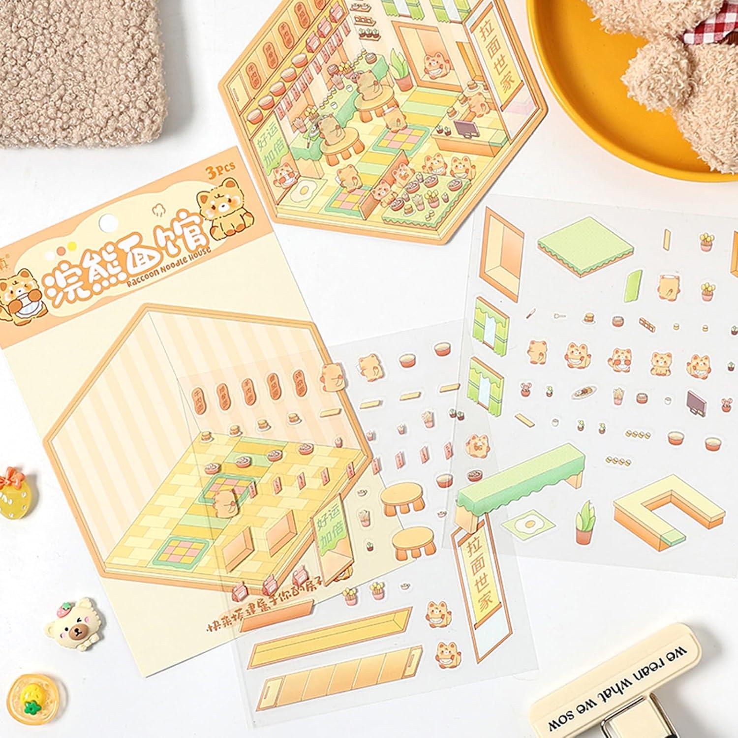 8 Juegos de Pegatinas 3D Mini Casa BROVITI - Alivio Estrés