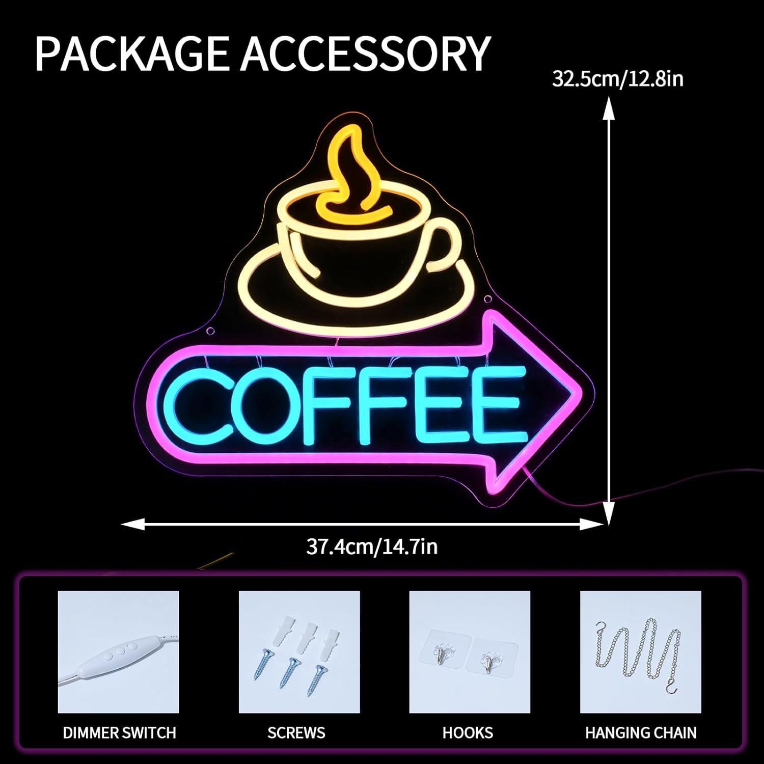 Luz de Neón LED Virlusy para Decoración de Café Dimmable