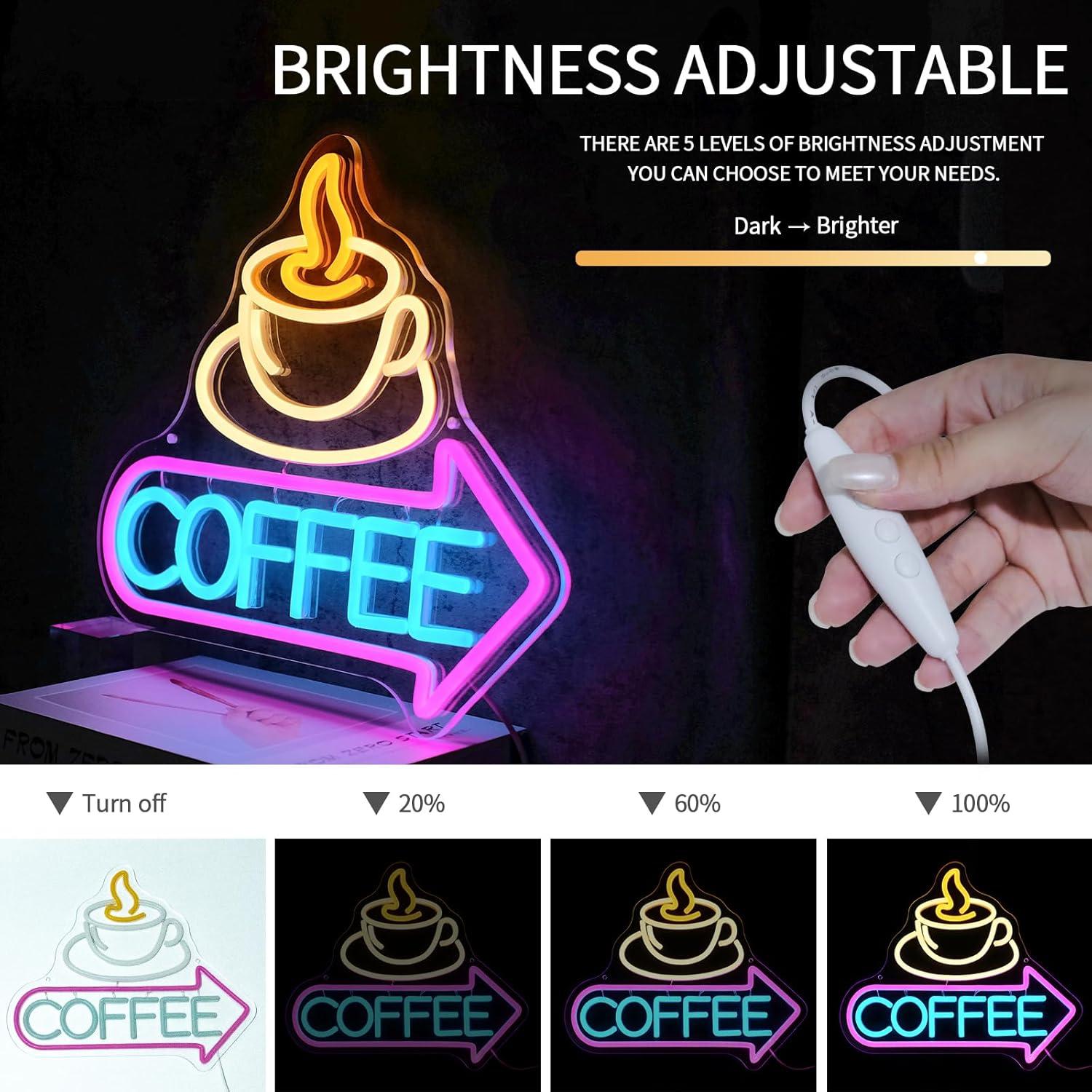 Luz de Neón LED Virlusy para Decoración de Café Dimmable