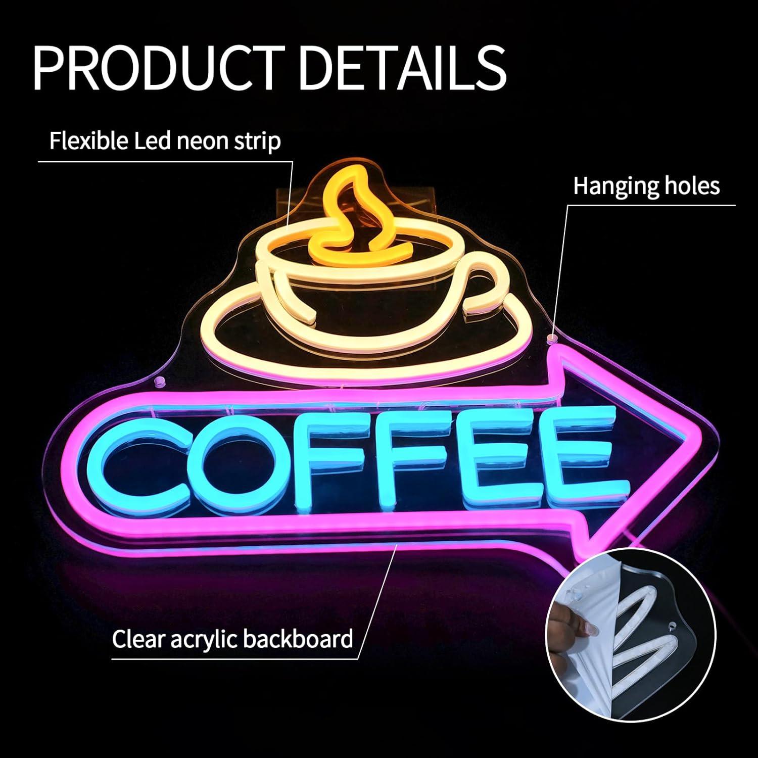 Luz de Neón LED Virlusy para Decoración de Café Dimmable