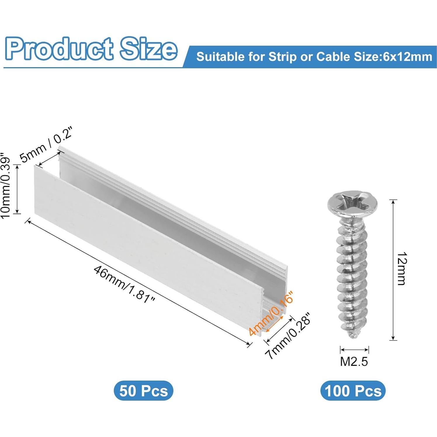 Soportes de Montaje para Luces LED PATIKIL 30 Pcs Aluminio 6x12mm