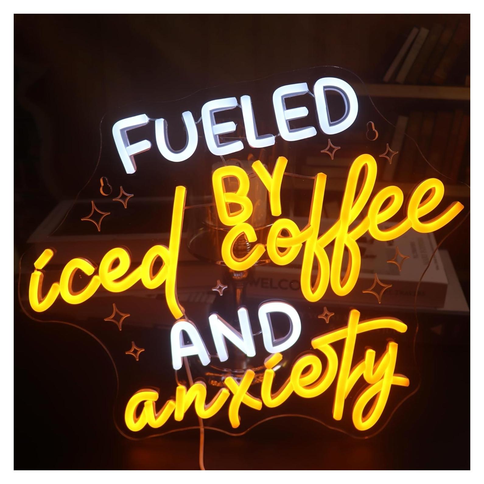 Cartel de Neón LED Nordstylee Café Helado y Ansiedad 36x28cm