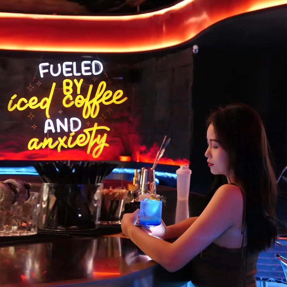 Cartel de Neón LED Nordstylee Café Helado y Ansiedad 36x28cm