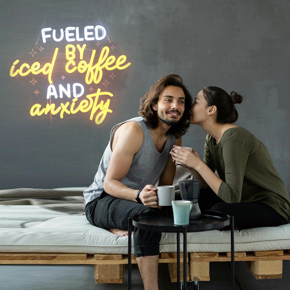 Cartel de Neón LED Nordstylee Café Helado y Ansiedad 36x28cm