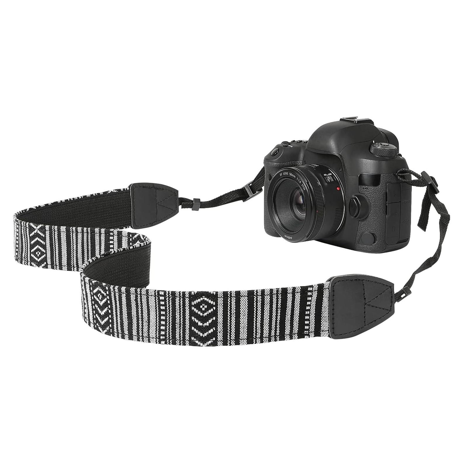 Correa de Cámara MoKo Ajustable Universal Algodón Negro y Blanco