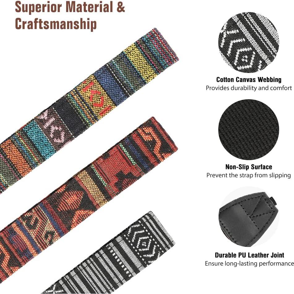 Correa de Cámara MoKo Ajustable Universal Algodón Negro y Blanco