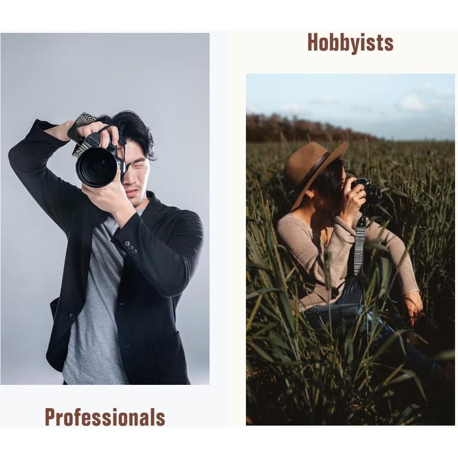 Correa de Cámara MoKo Ajustable Universal Algodón Negro y Blanco