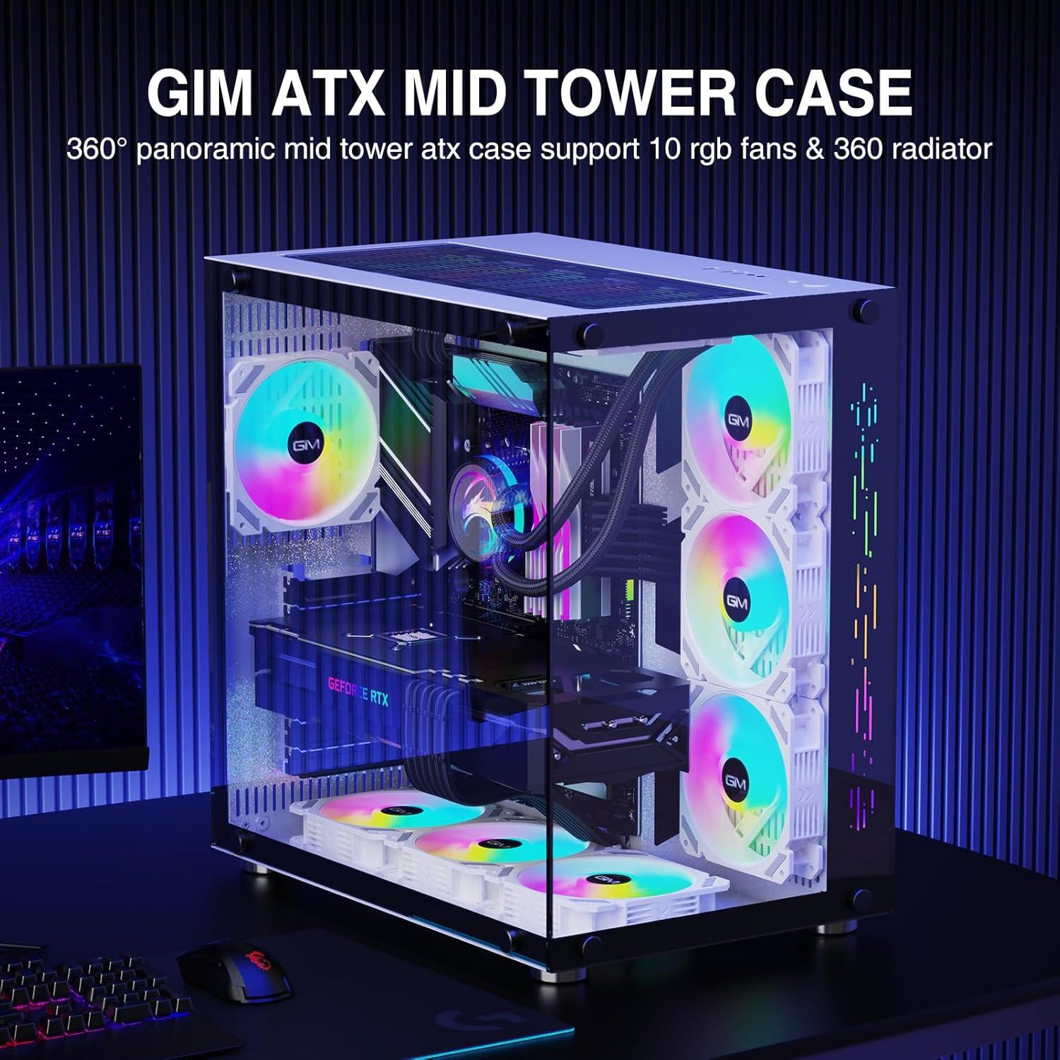 Caja de PC Gaming GIM ATX Blanca con Vidrio Templado y RGB