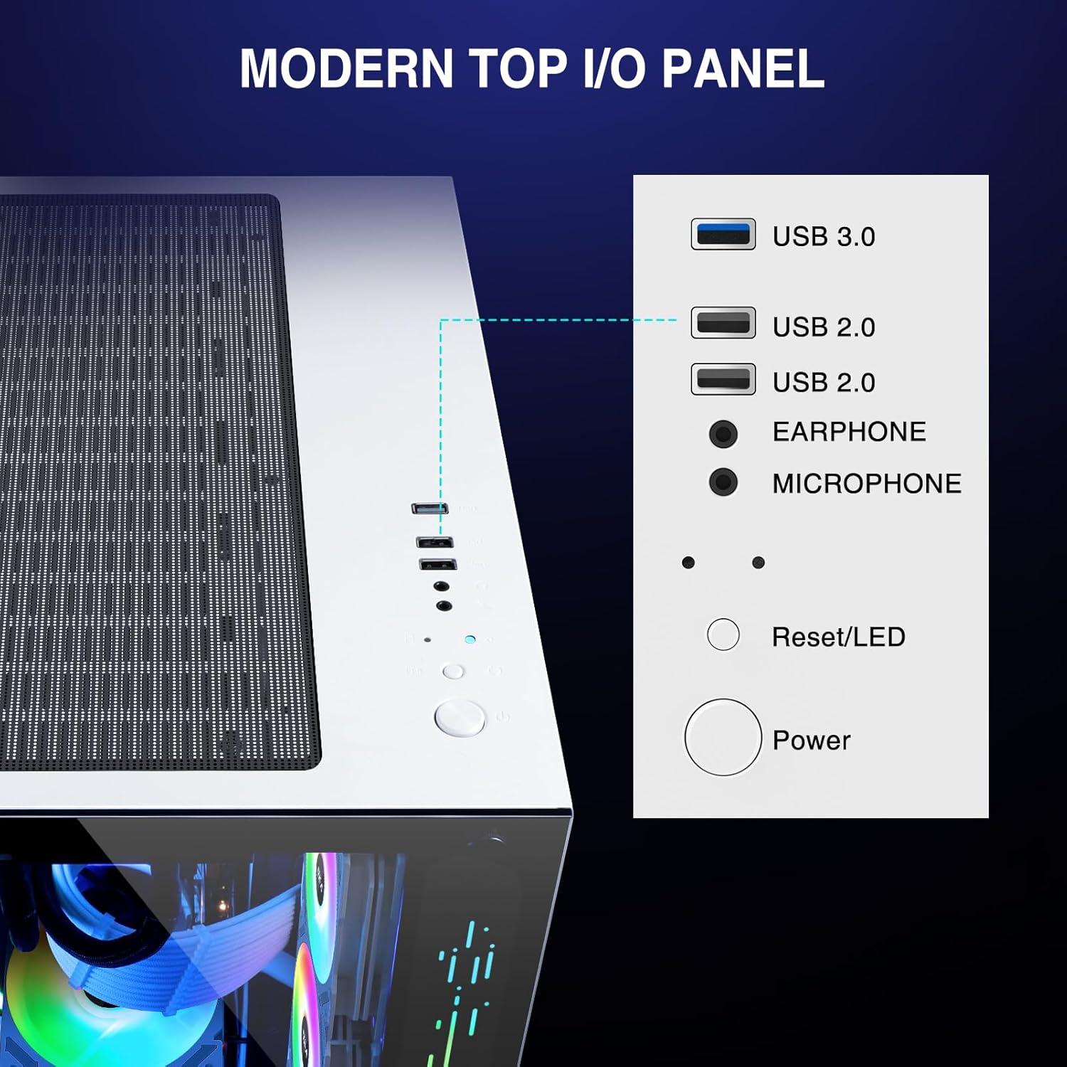 Caja de PC Gaming GIM ATX Blanca con Vidrio Templado y RGB