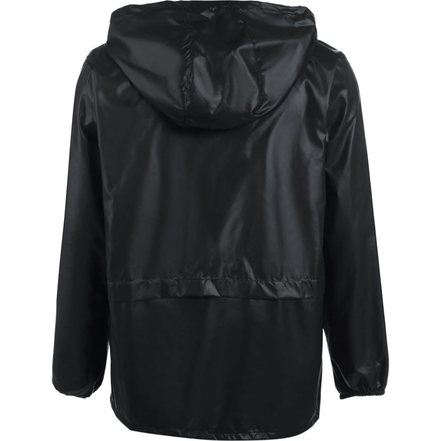 Chaqueta de Lluvia Plegable COOFANDY Hombre Impermeable Negra