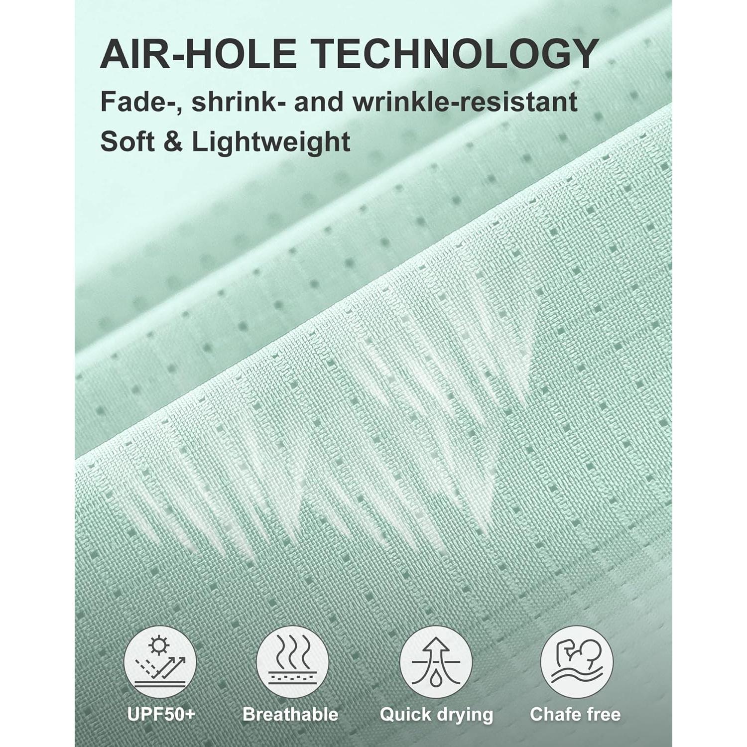 Camisa de Manga Larga Hombre UPF 50+ Secado Rápido Aqua