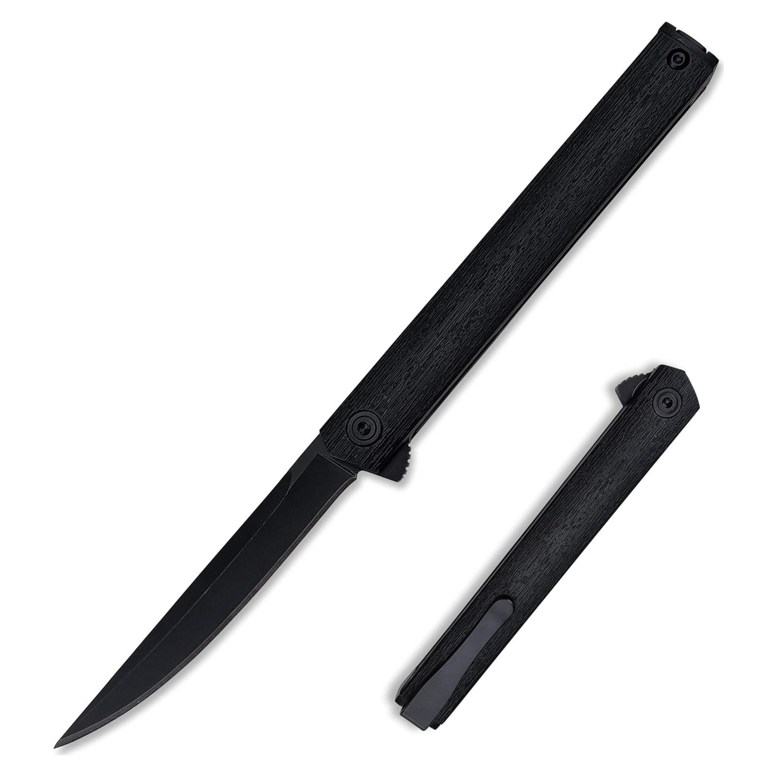 Cuchillo Plegable CEO HUAAO con Hoja Negra de Acero 8Cr13Mov