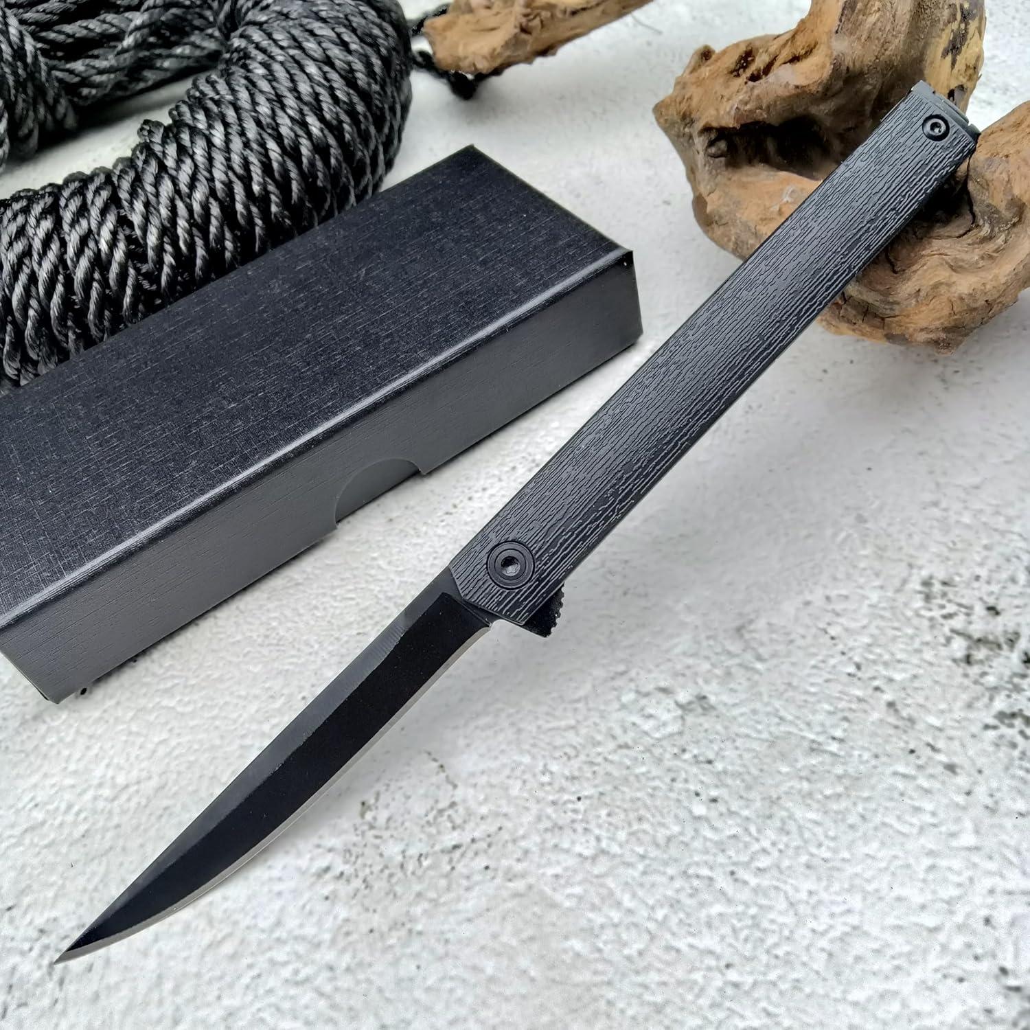Cuchillo Plegable CEO HUAAO con Hoja Negra de Acero 8Cr13Mov