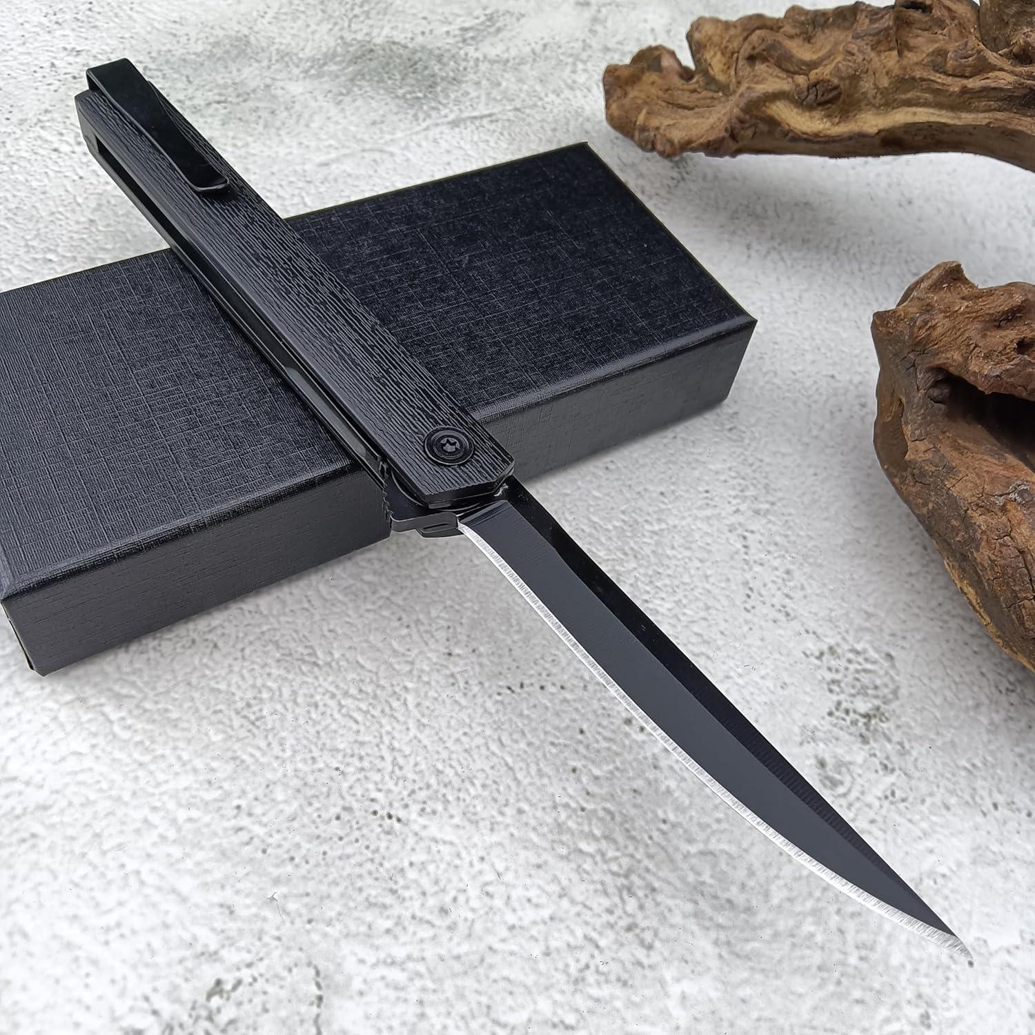 Cuchillo Plegable CEO HUAAO con Hoja Negra de Acero 8Cr13Mov