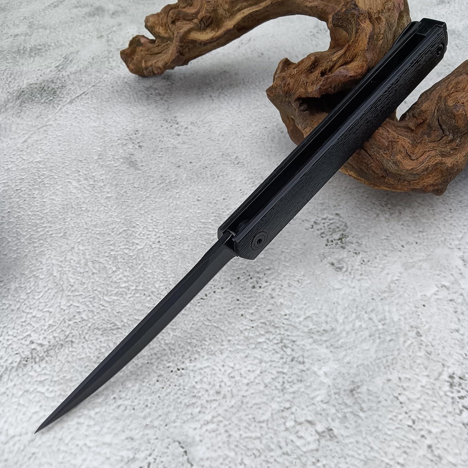 Cuchillo Plegable CEO HUAAO con Hoja Negra de Acero 8Cr13Mov