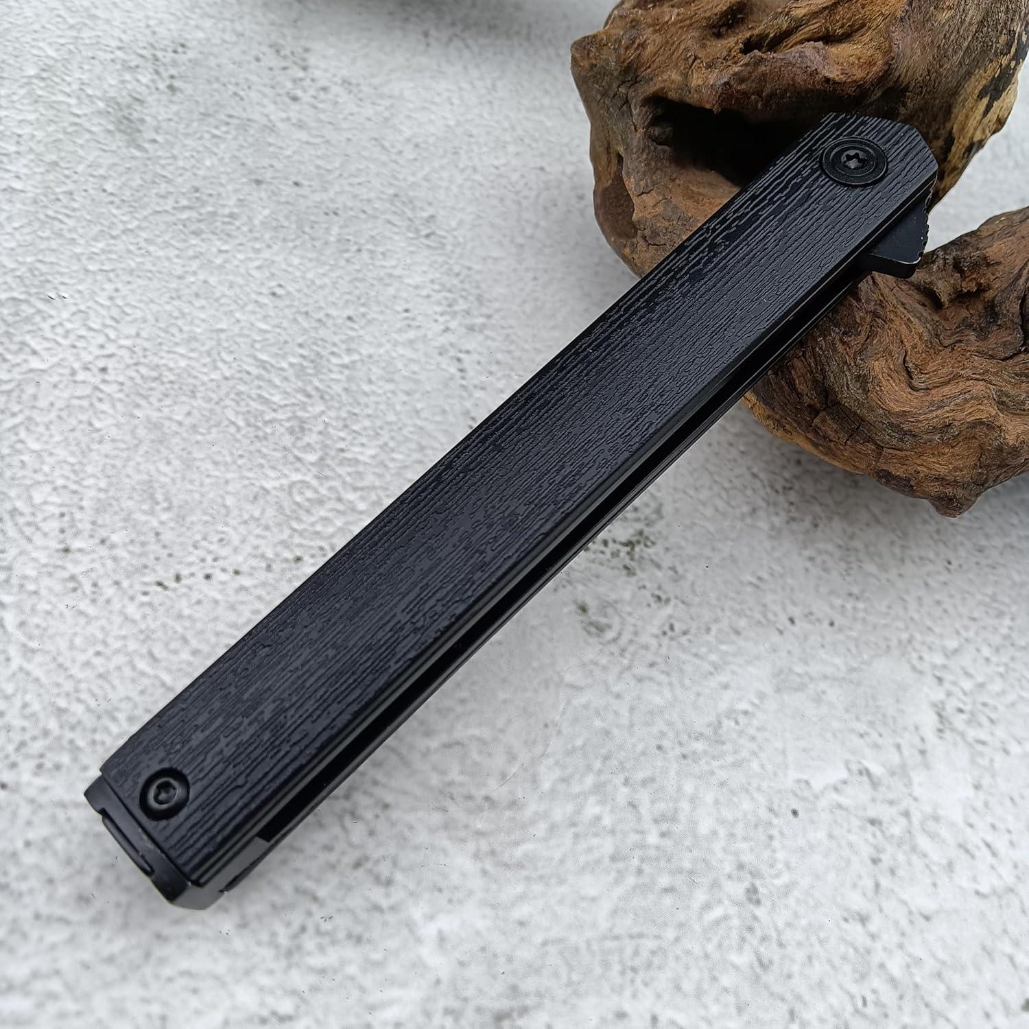 Cuchillo Plegable CEO HUAAO con Hoja Negra de Acero 8Cr13Mov
