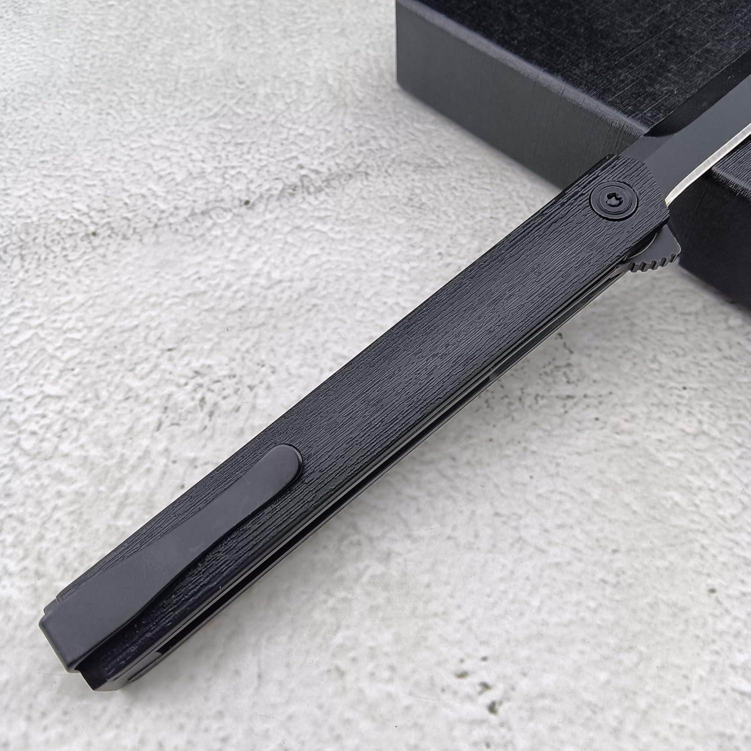 Cuchillo Plegable CEO HUAAO con Hoja Negra de Acero 8Cr13Mov