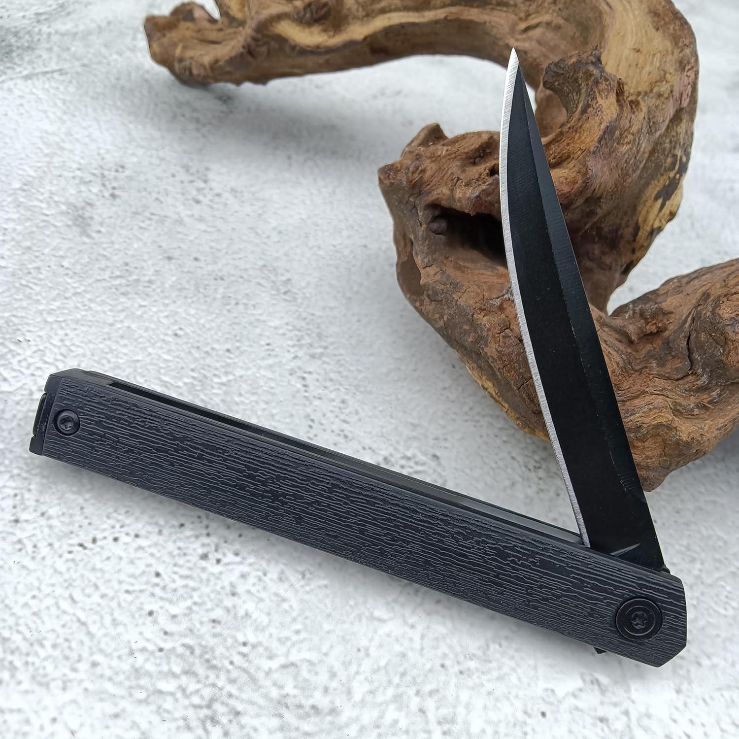 Cuchillo Plegable CEO HUAAO con Hoja Negra de Acero 8Cr13Mov