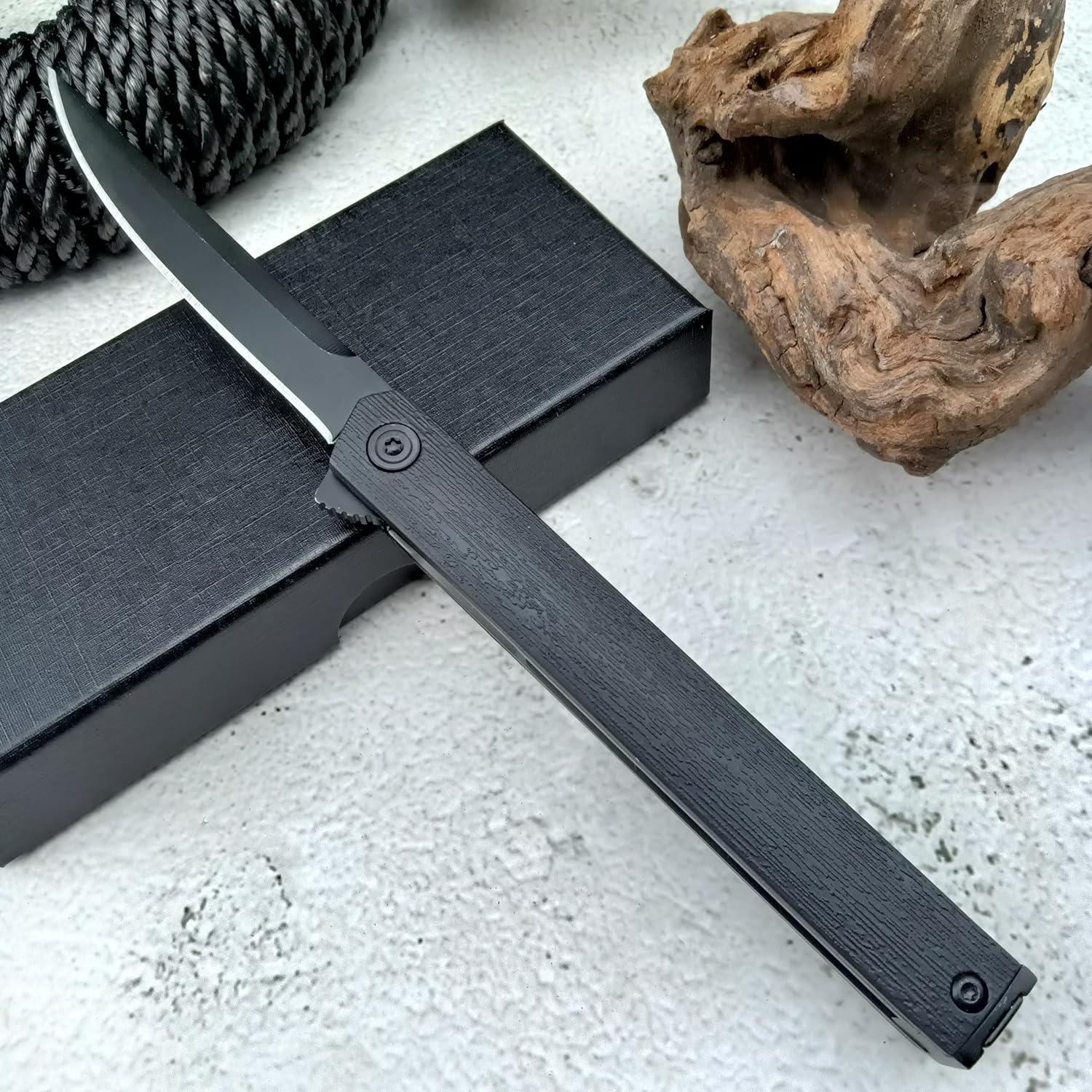 Cuchillo Plegable CEO HUAAO con Hoja Negra de Acero 8Cr13Mov