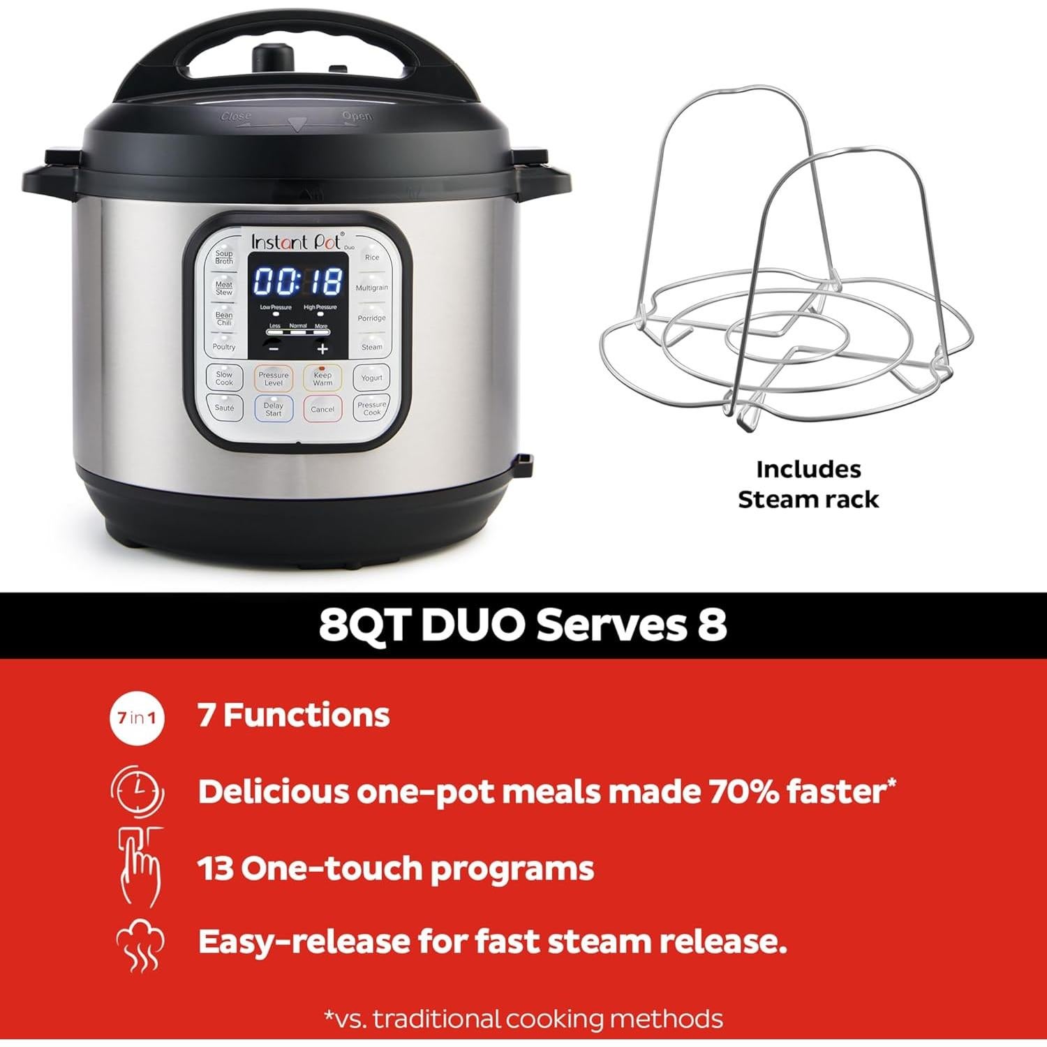 Olla de Presión Instant Pot Duo 7 en 1 Acero Inoxidable 8L