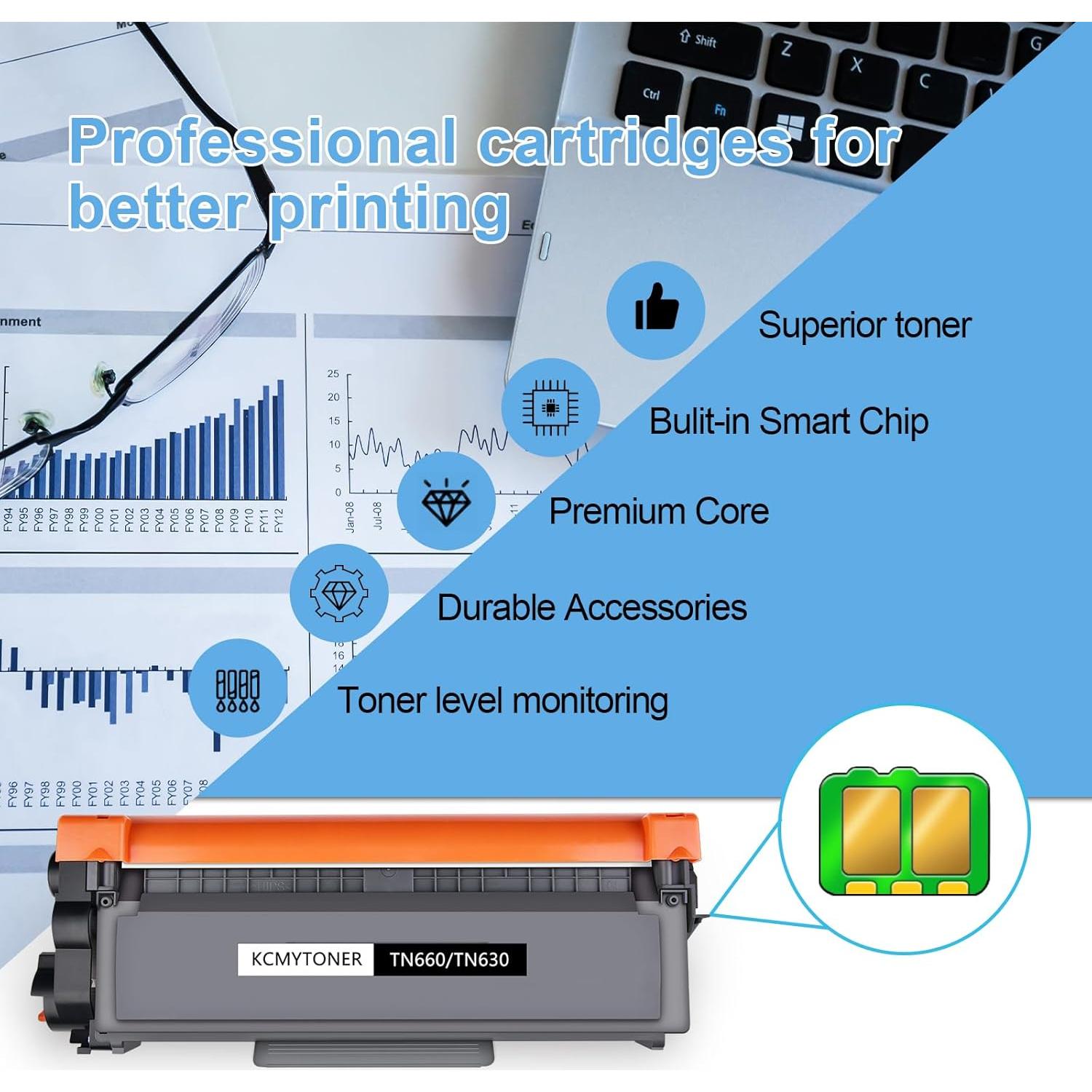 Cartucho de Tóner KCMYTONER TN660 Compatible Negro - 2600 Páginas