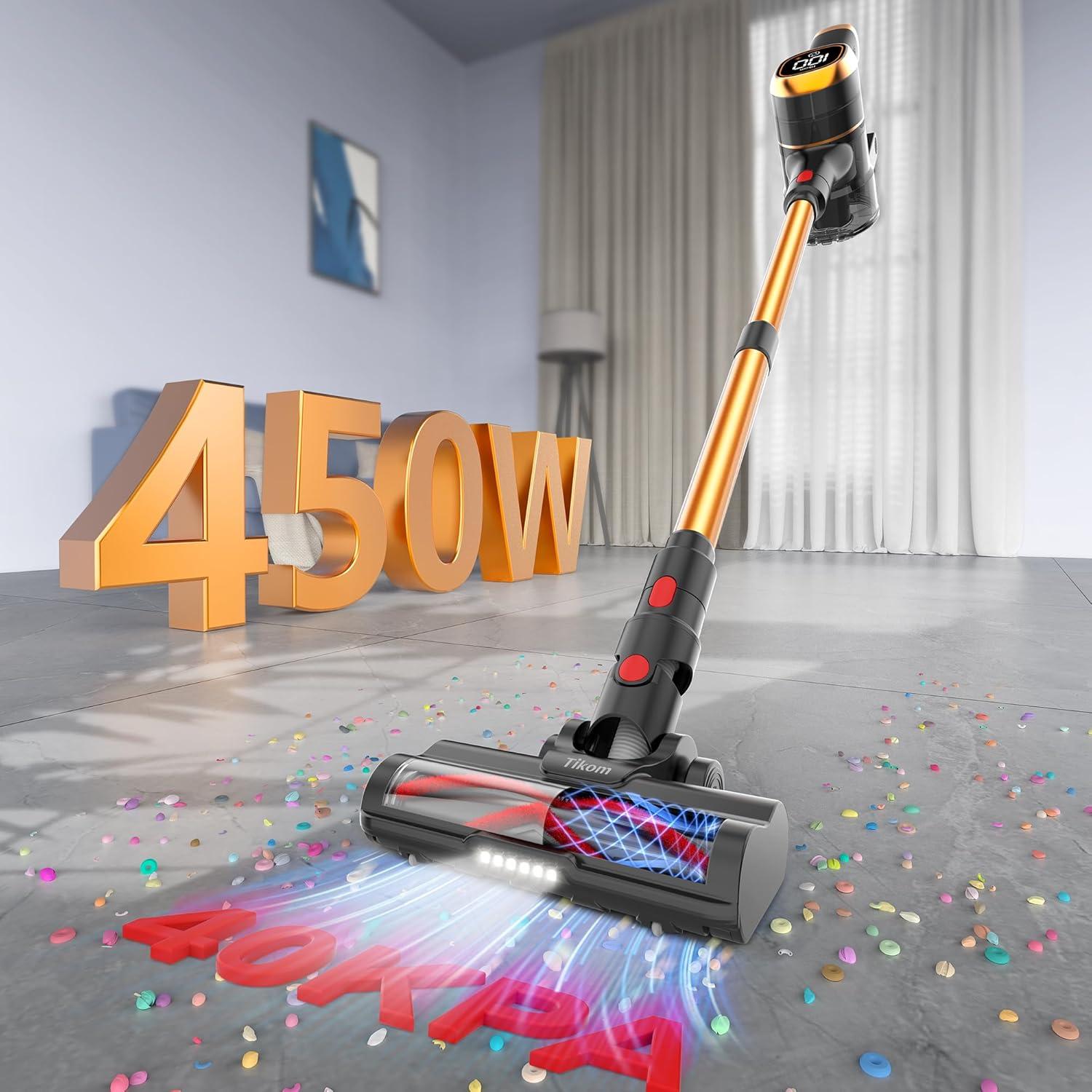 Aspiradora Inalámbrica Tikom V500 450W 40Kpa Pantalla Táctil