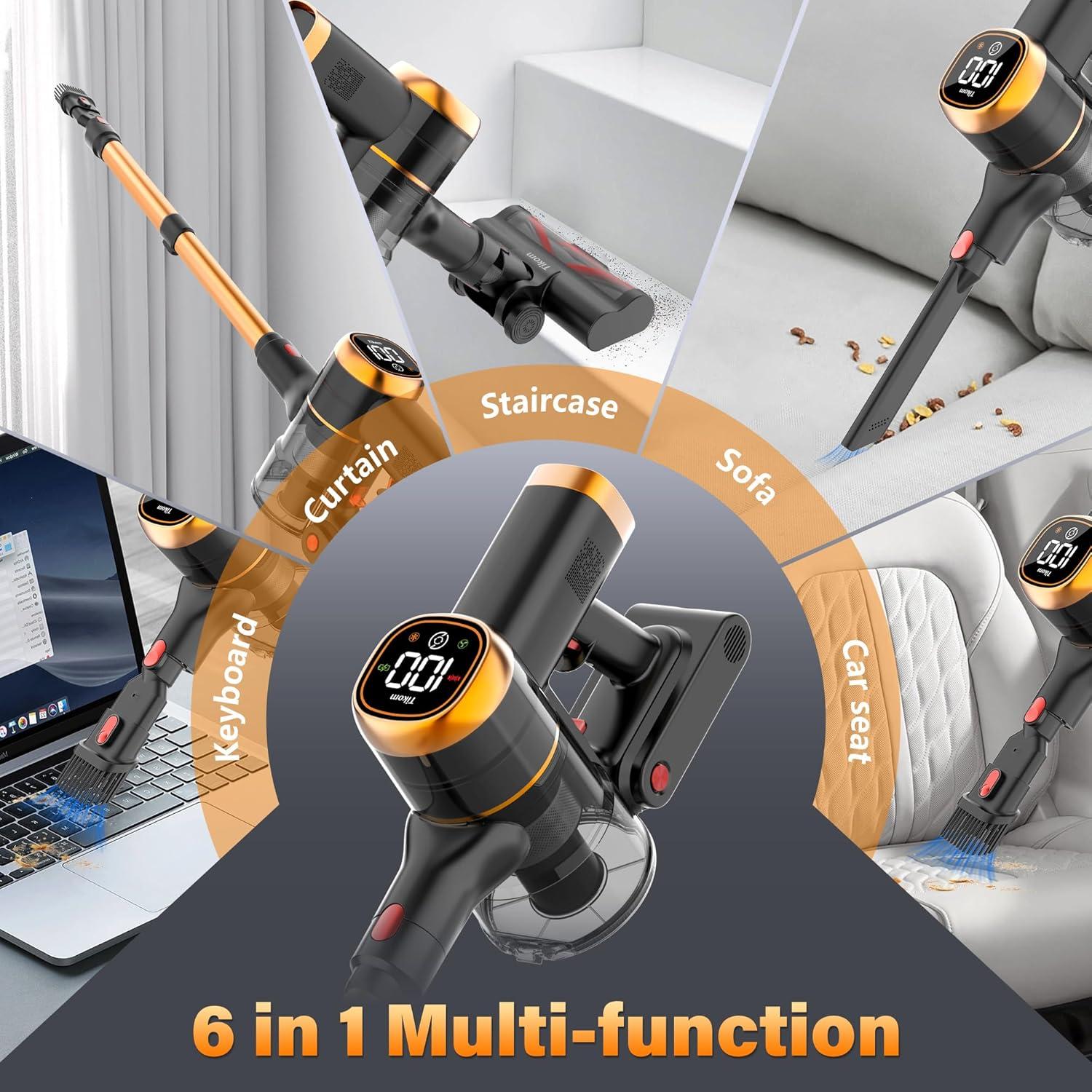 Aspiradora Inalámbrica Tikom V500 450W 40Kpa Pantalla Táctil