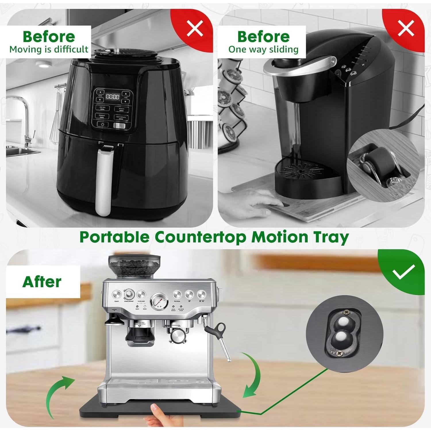 Bandeja Rodante 360° Taladad para Cafetera Negra Grande