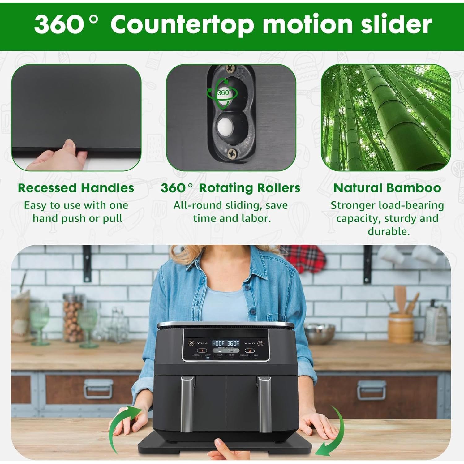 Bandeja Rodante 360° Taladad para Cafetera Negra Grande