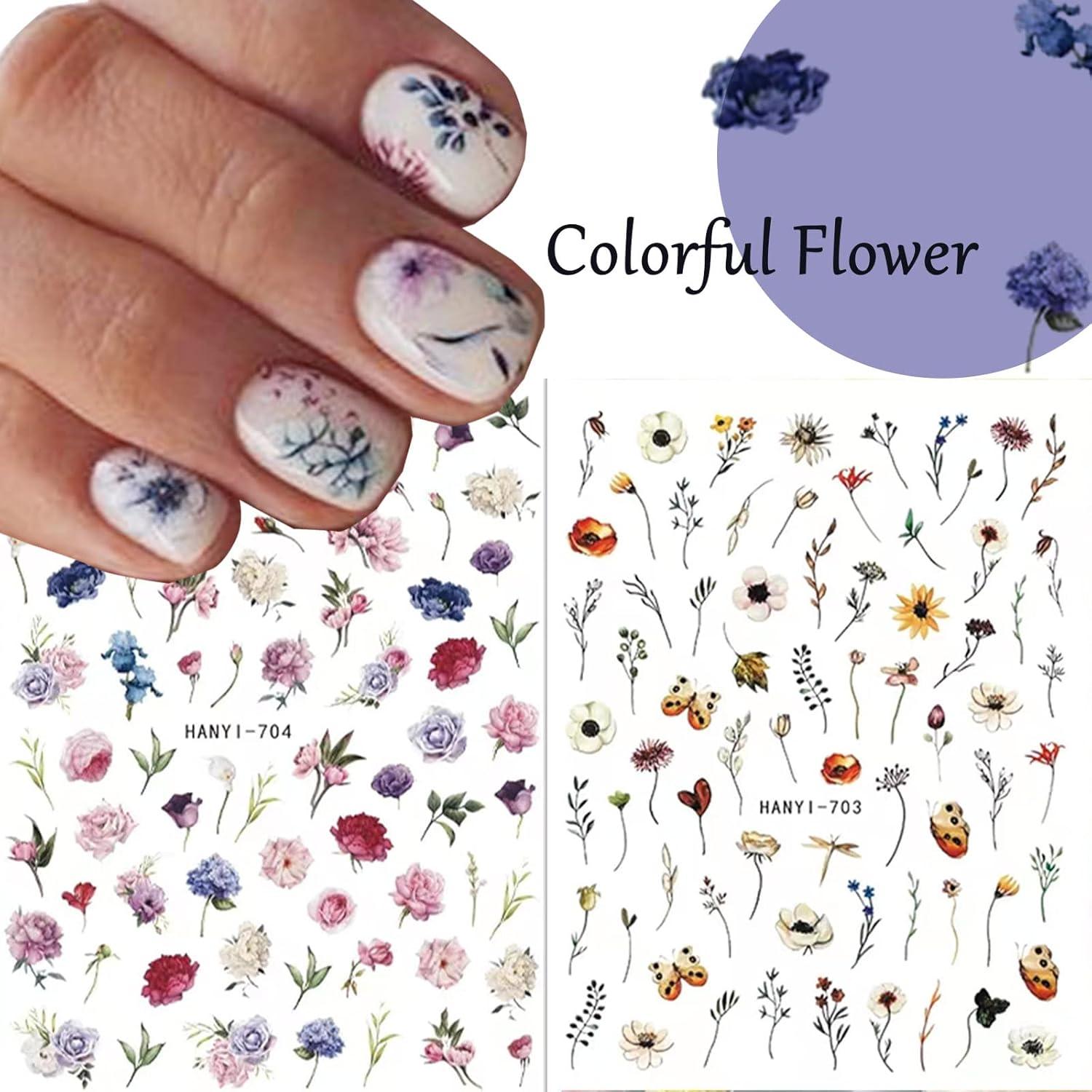 Calcomanías de Uñas 3D Baoximong Flores 9 Hojas