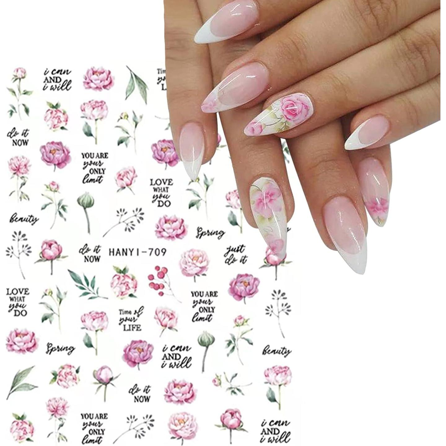 Calcomanías de Uñas 3D Baoximong Flores 9 Hojas