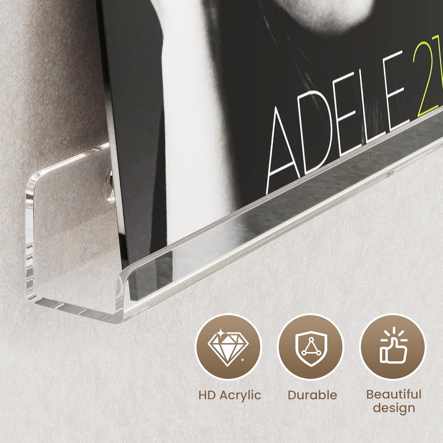 Estante Flotante Acrílico Gotega 30 cm para Discos de Vinilo