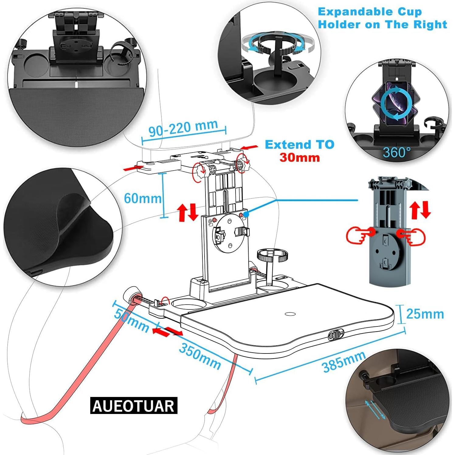 Mesa de bandeja trasera de coche AUEOTUAR OA1803 plegable