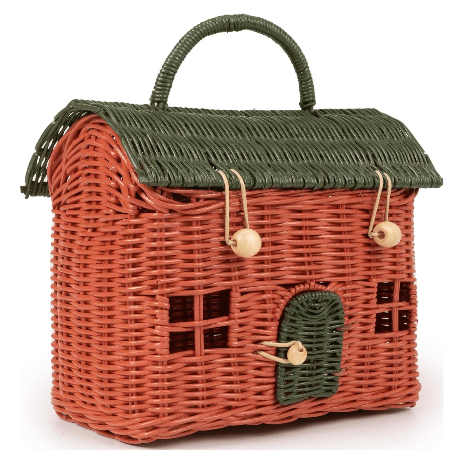 Cesta de Almacenamiento KOLWOVEN de Ratán Verde Musgo