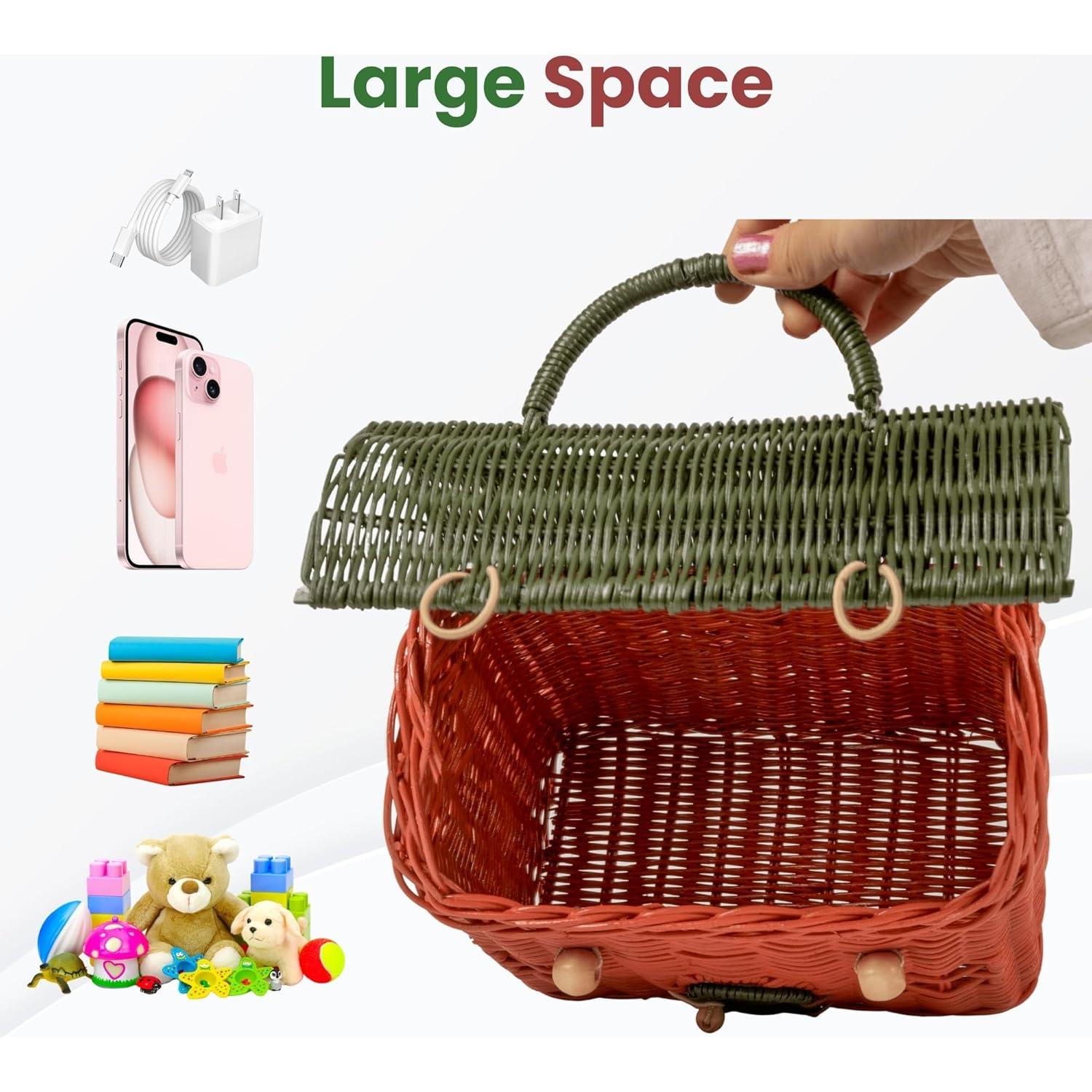 Cesta de Almacenamiento KOLWOVEN de Ratán Verde Musgo