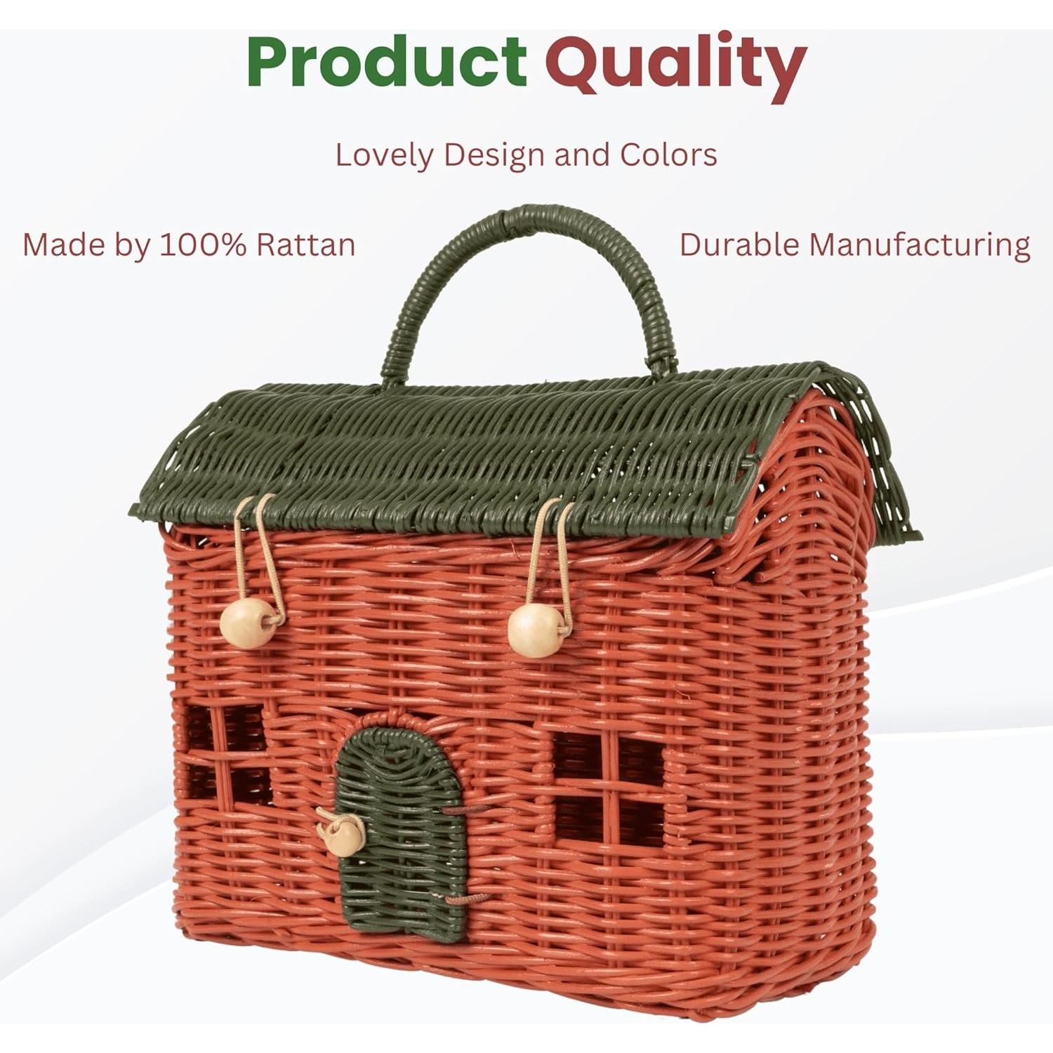 Cesta de Almacenamiento KOLWOVEN de Ratán Verde Musgo