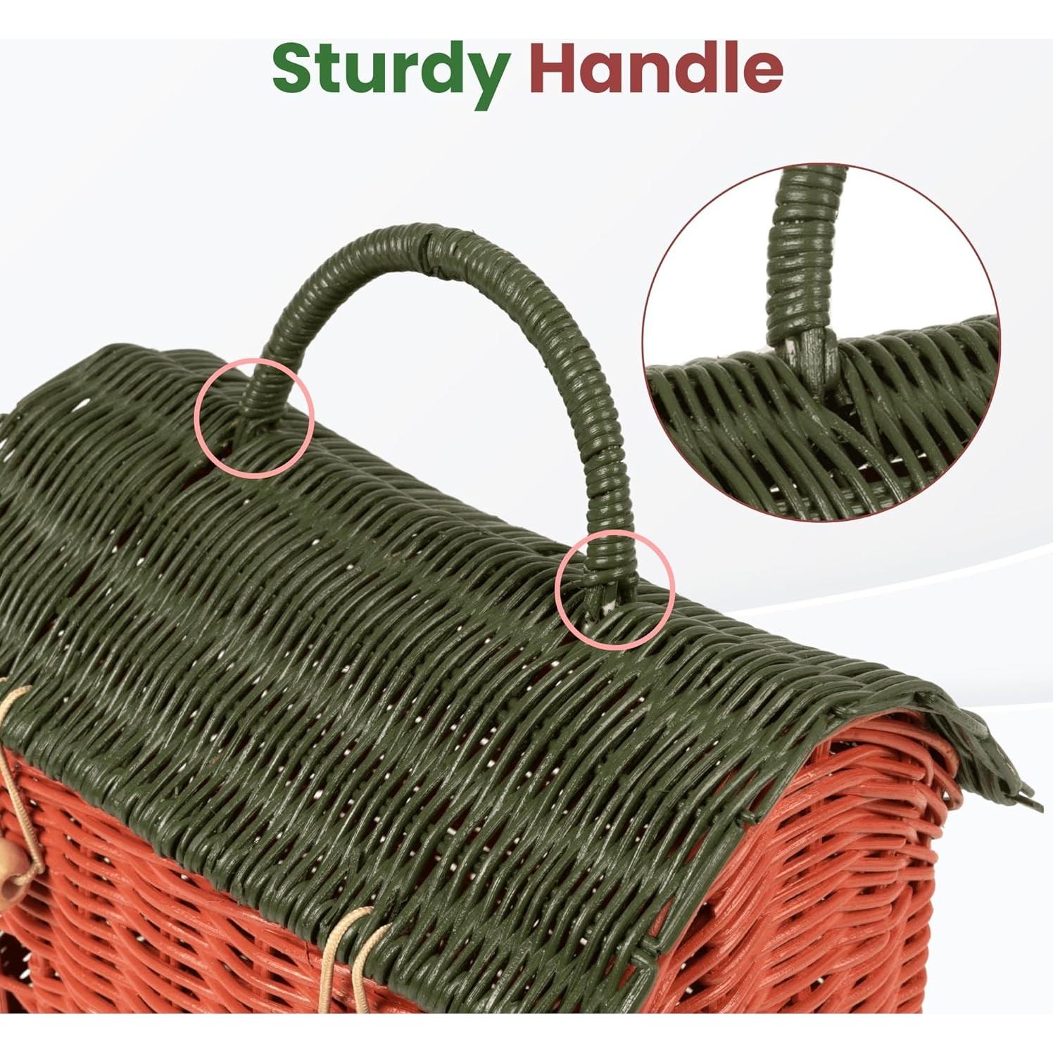 Cesta de Almacenamiento KOLWOVEN de Ratán Verde Musgo