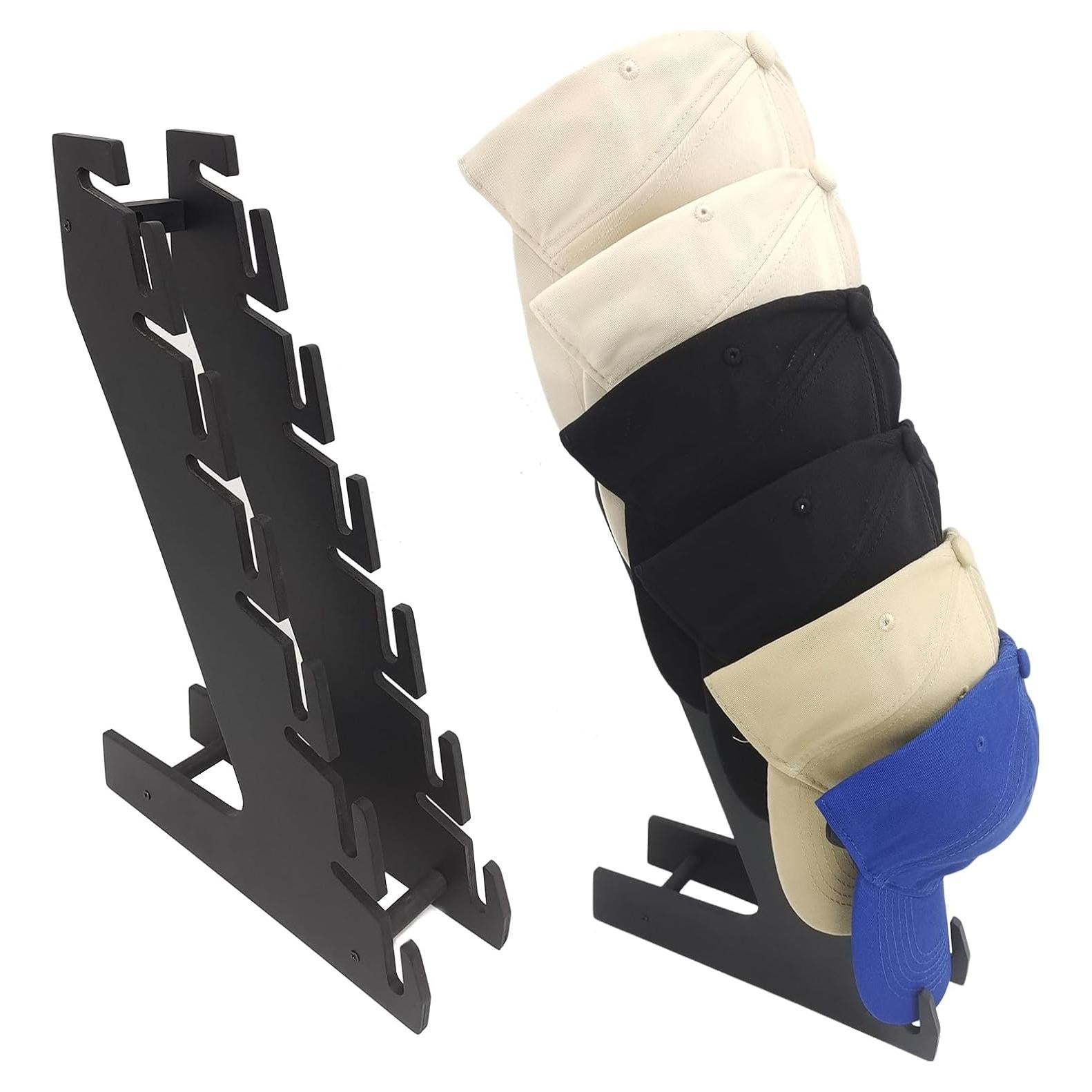 Perchero de Sombreros Iswabard de Madera Negra, 12 Gorras